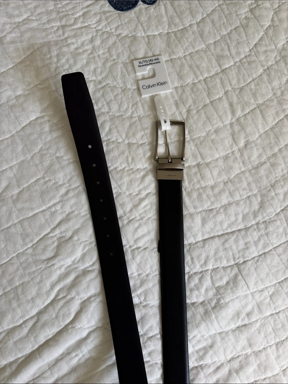 Calvin Klein Reversible Black & Mahogany Leather Men's Belt with Silver Buckle
